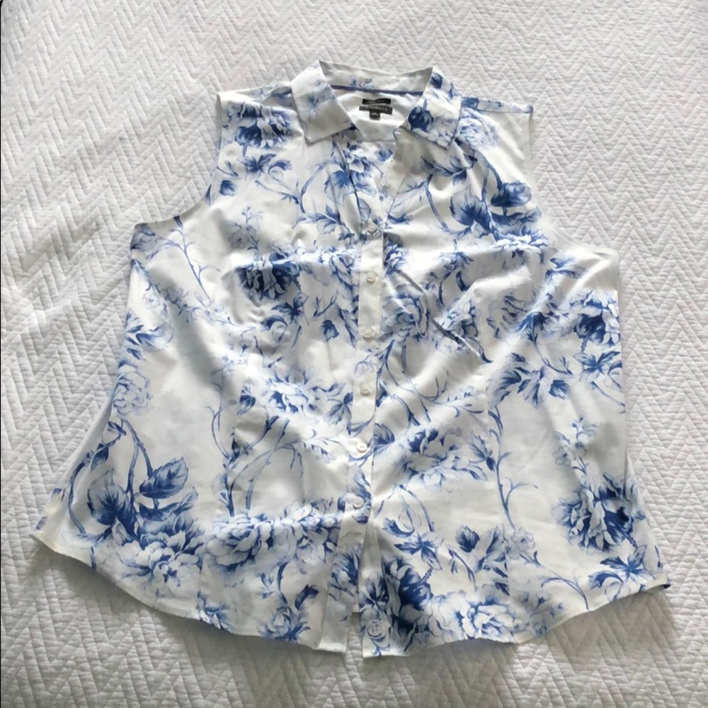 Talbots Sleeveless Top Blue Toile